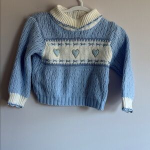 Vintage Blue & White Heart Sweater - Little Girls - 21 Months